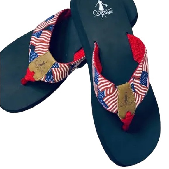 Corkys Aquaholic American Flag Flip Flops - Picture 8 of 8